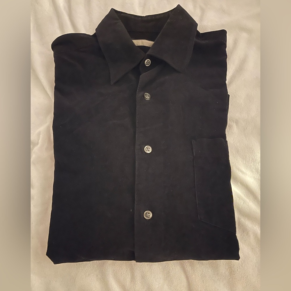 Classic Black Corduroy Casual Button Down Shirt